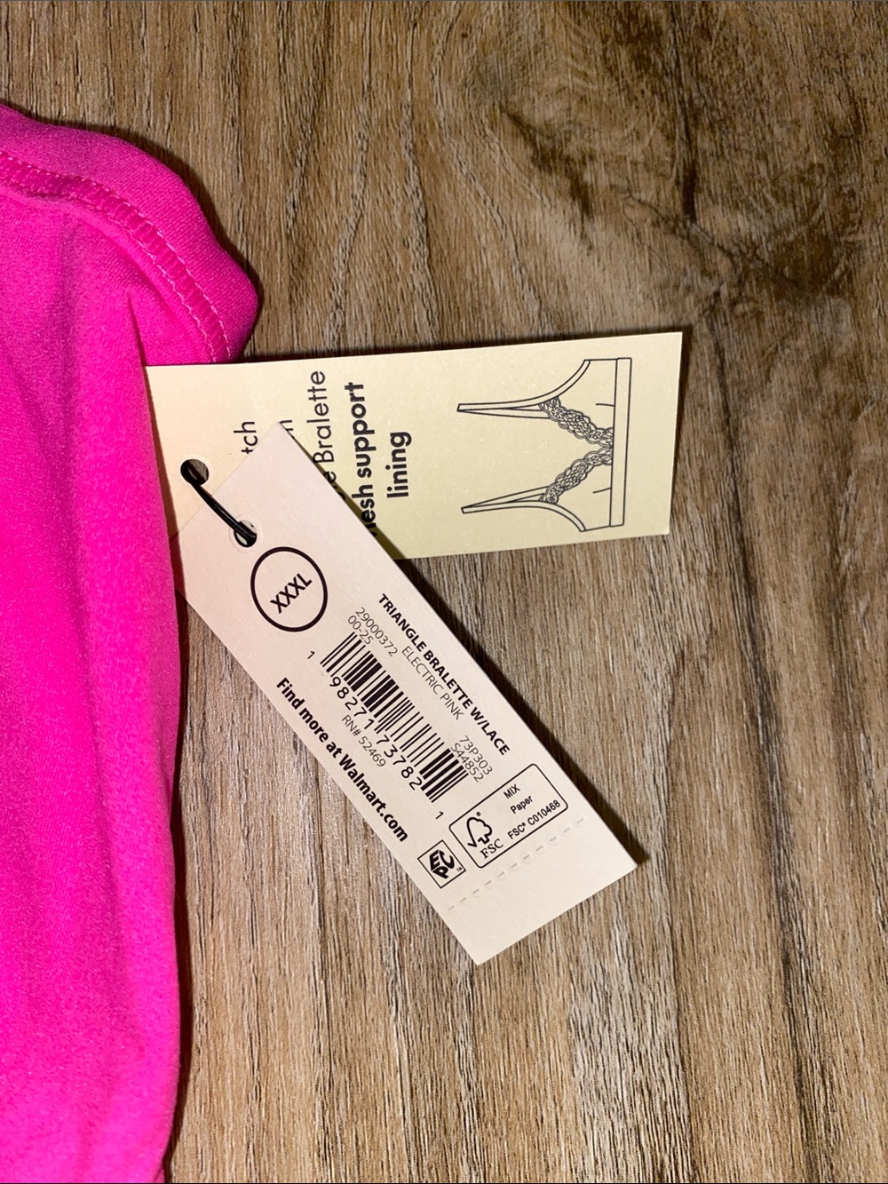 No Boundaries Neon Pink Lace-Trim Wireless Bralette - Picture 3 of 4